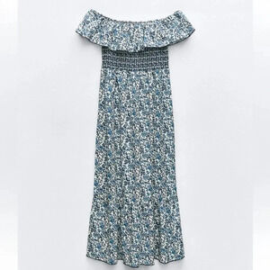 ZARA BLOGERS FAVORITE PRINTED OFF THE SHOULDER FAMOUS PORTOFINO DRESS